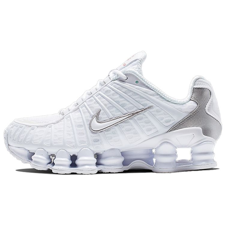 Nike  Shox TL White Silver Women Sneakers Metallic-Silver Max-Orange AR3566-100 36.5