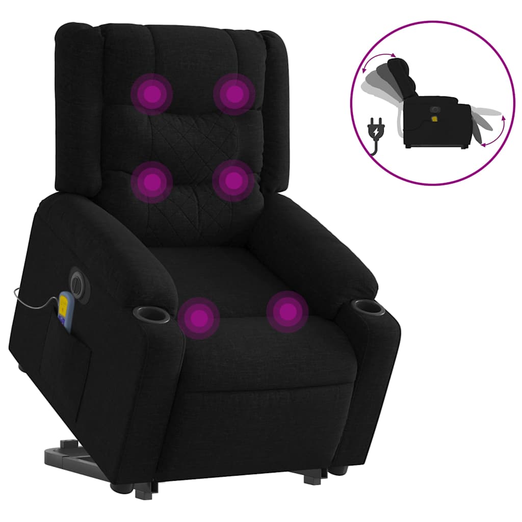 Vidaxl Lift-Up Massage Chair, Electric, Reclining, Black