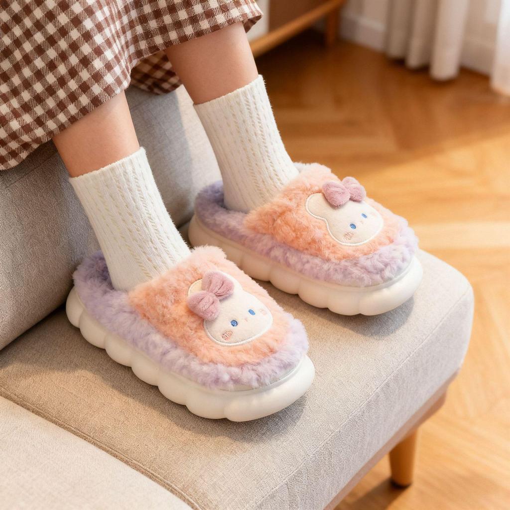 Cozy Winter Kids' Non-slip Cotton Slippers with Cute Design and Closed Heel