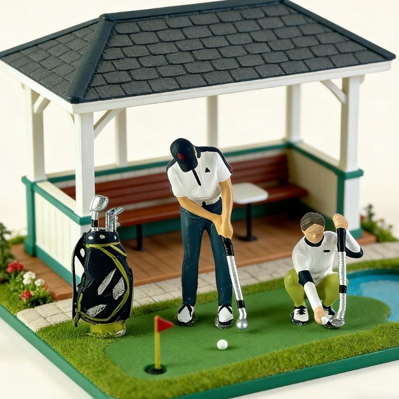 Realistisches Golfspieler-Figurenmodell 1:Handbemalte Miniaturfiguren im Maßstab 1:64 für Dioramen-Requisiten, Sammler für Fotografie