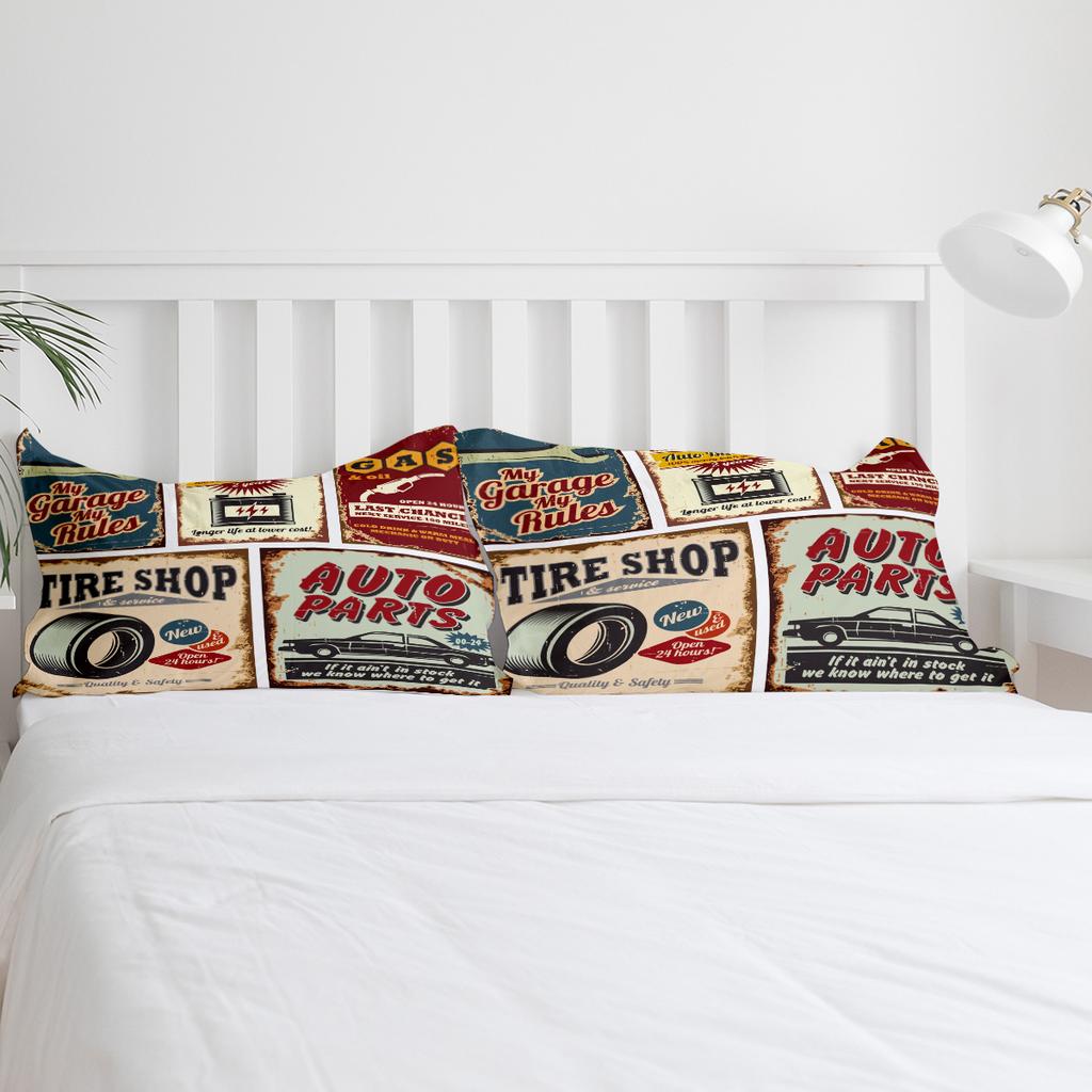 Retro Poster Design Vintage Car Tool Bedding Set 3pcs Duvet Cover Pillowcase Kids Adult Quilt Cover Double Bed Set Home Textile