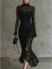 Elegant Black Lace Mermaid Party Dress