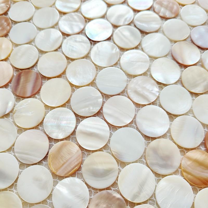 1 Stück Natürliche Muschel Mosaik Runde Fliese Hintergrund Wandaufkleber Küchen Tapete Fliese Badezimmer Hintergrund Dusche Dekorativer Aufkleber