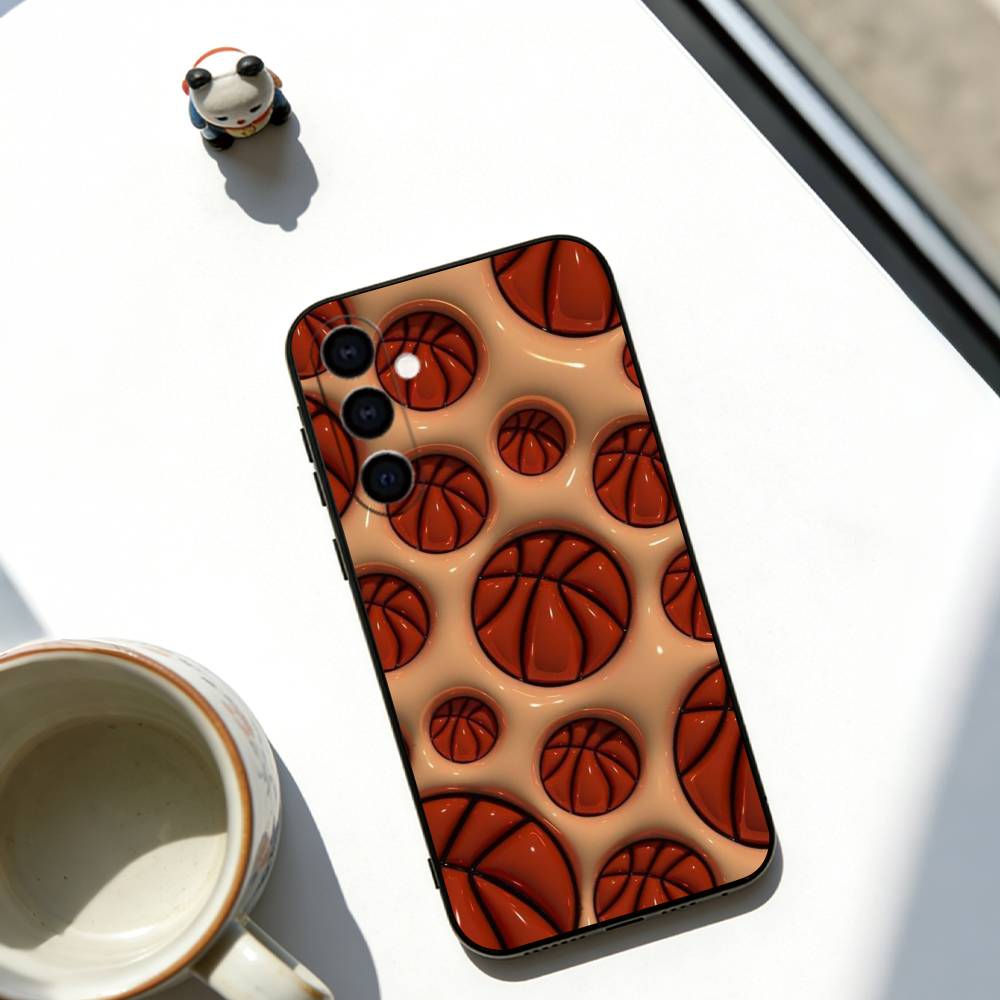Sunset Basketball Phone Case Black Silicone Soft For Samsung Galaxy A73,A72,A71,A70,A53,A52,A51