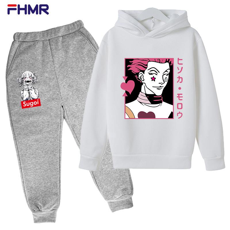 Lovec na plný úvazek Teplý ležérní chlapecký a dívčí svetr s kapucí + dětské kalhoty