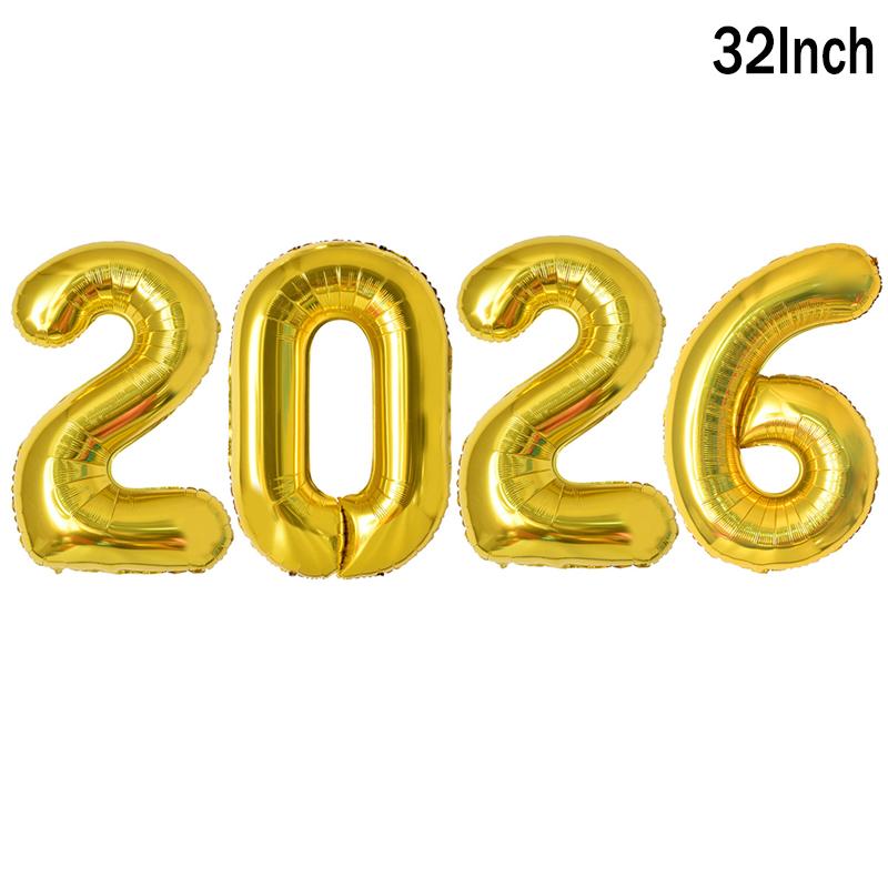 4pcs/set 2026 New Year Balloons Christmas Digital Foil Balloon Home Decor Chinese Spring Festival Baloon Navidad Party Supply