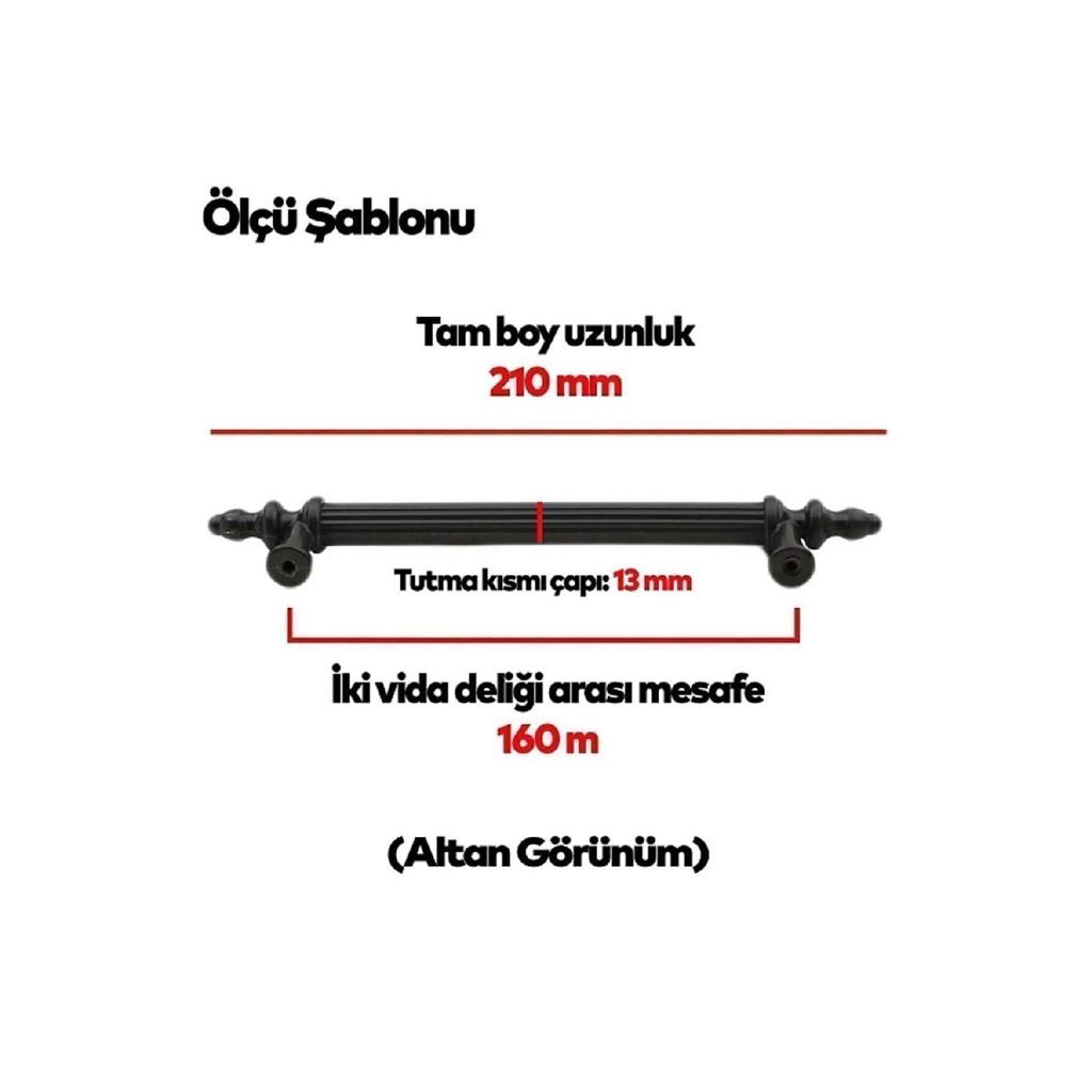 Mâner negru 160 mm Mâner polimer dur (șurub inclus)