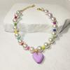 Summer Dopamine Love Pet Necklace Cat Colorful Pearl Collar Dog Cute Necklace Ornament