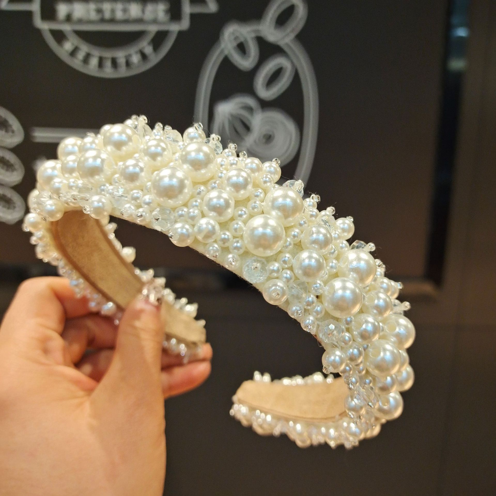 Baroque pearl headband hand braided hairband women s fashion hair accessories