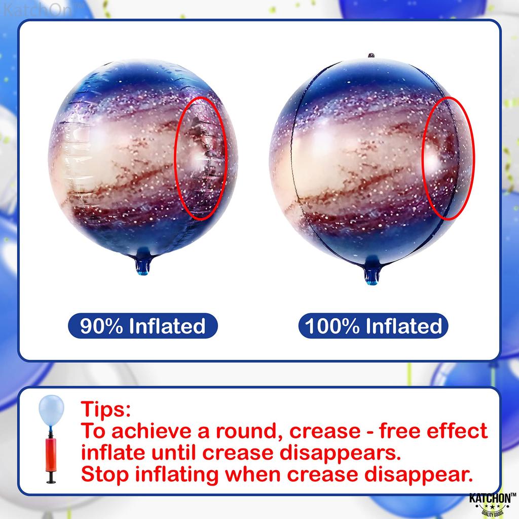 KatchOn Big Galaxy Balloons Earth Party Supplies 4D Round Sphere Balloons for Space Themed Party Decorations Planet Balloons for Space Decor - 22-inch