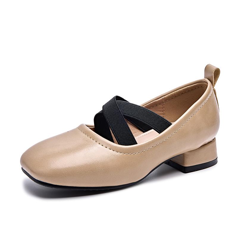

2026Square-toed low-cut high-heeled children s shoes with a chunky heel, ballet-style girls shoes, girls small leather shoes to match skirts 25（Insole Length16.7CM хаки