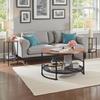 3 Pieces Round Coffee Table Sets, 80 cm Industrial Living Room Table with 2 End Side Tables, Easy Assembly Coffee and End Tables Sets with Metal Legs,