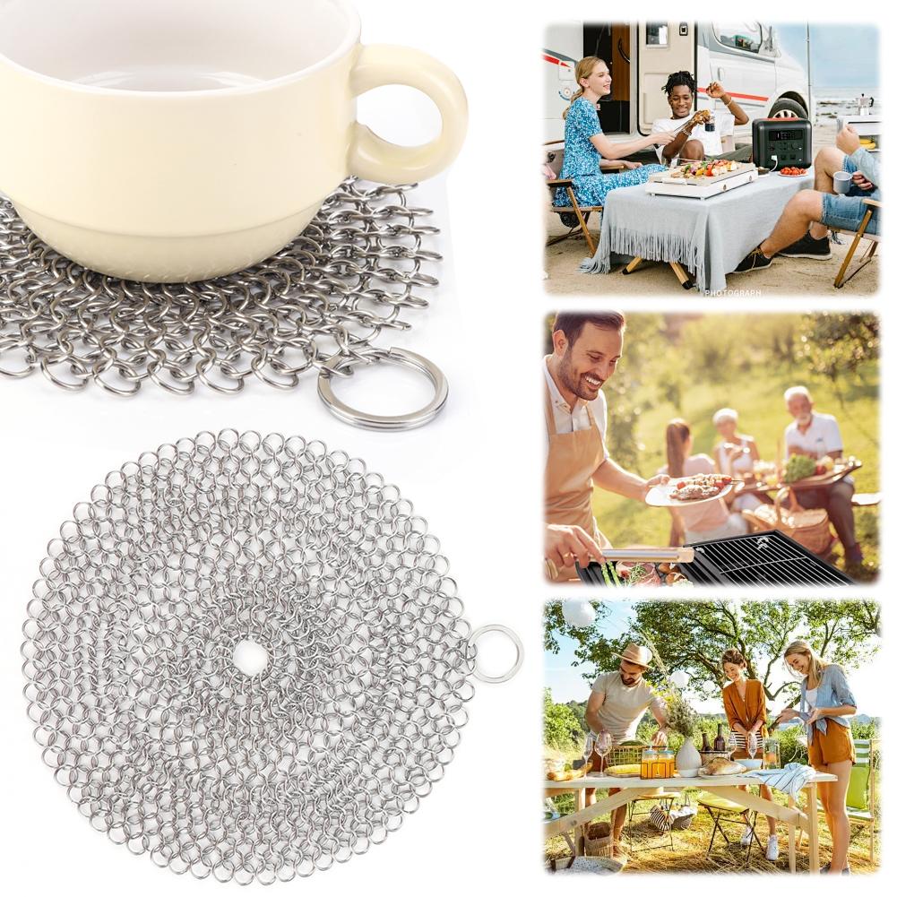 Cast Iron Cleaner Stainless Steel Pot Pans Cleaning Scrubber Cookware Rust Remover Scraper for Cast Iron Pre-Seasoned Pans