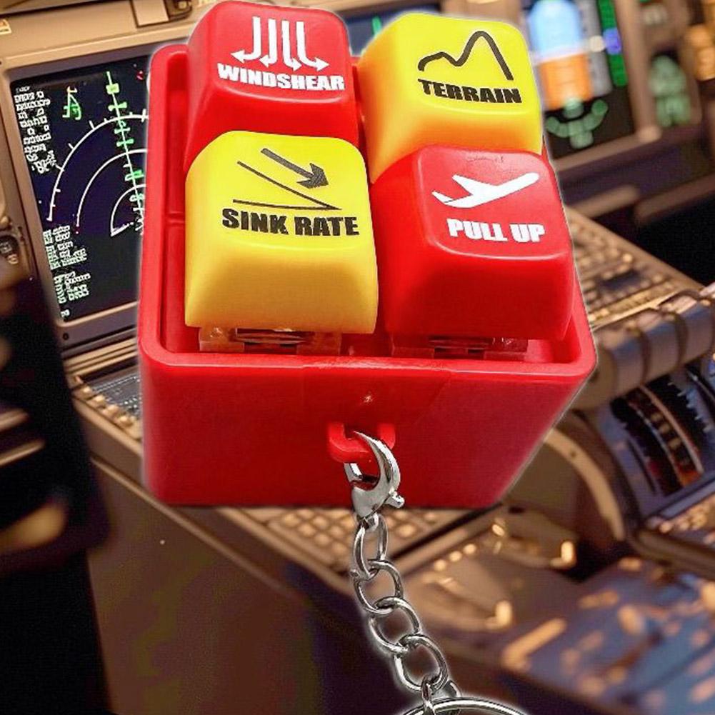 1/2 ks Klíčenka s upozorněním pro pilota a posádku, Simulátor zvukového varování EGPWS, Svítící LED Malé klíčenky s bezpečnostním tlačítkem v kokpitu letectví