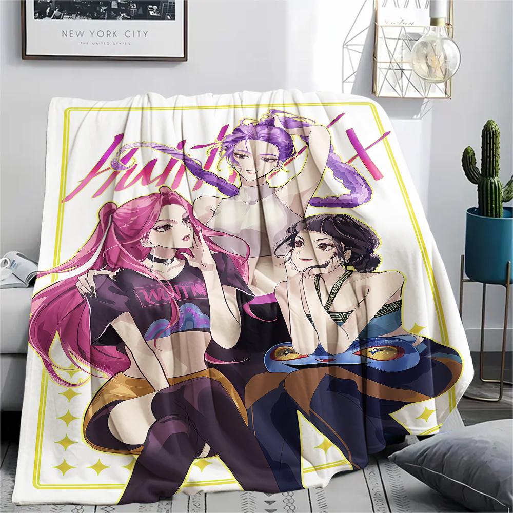 1pz Coperta in Flanella con Stampa Kpop Demon Hunters, Alta Qualità, Per Tutte le Stagioni, Decorazione per la Casa, Calore e Comfort, Perfetta per Regali di Natale