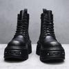 Autumn and winter new retro men's boots niche heightening Martin boots men's dark punk muffin thick-soled medium leather boots