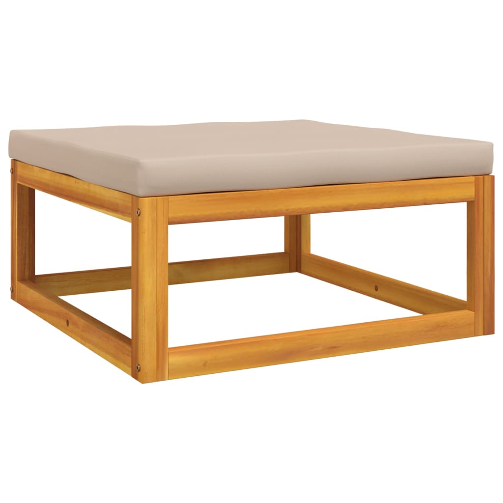 6 piece Garden Lounge Set with Taupe Cushions Solid Wood