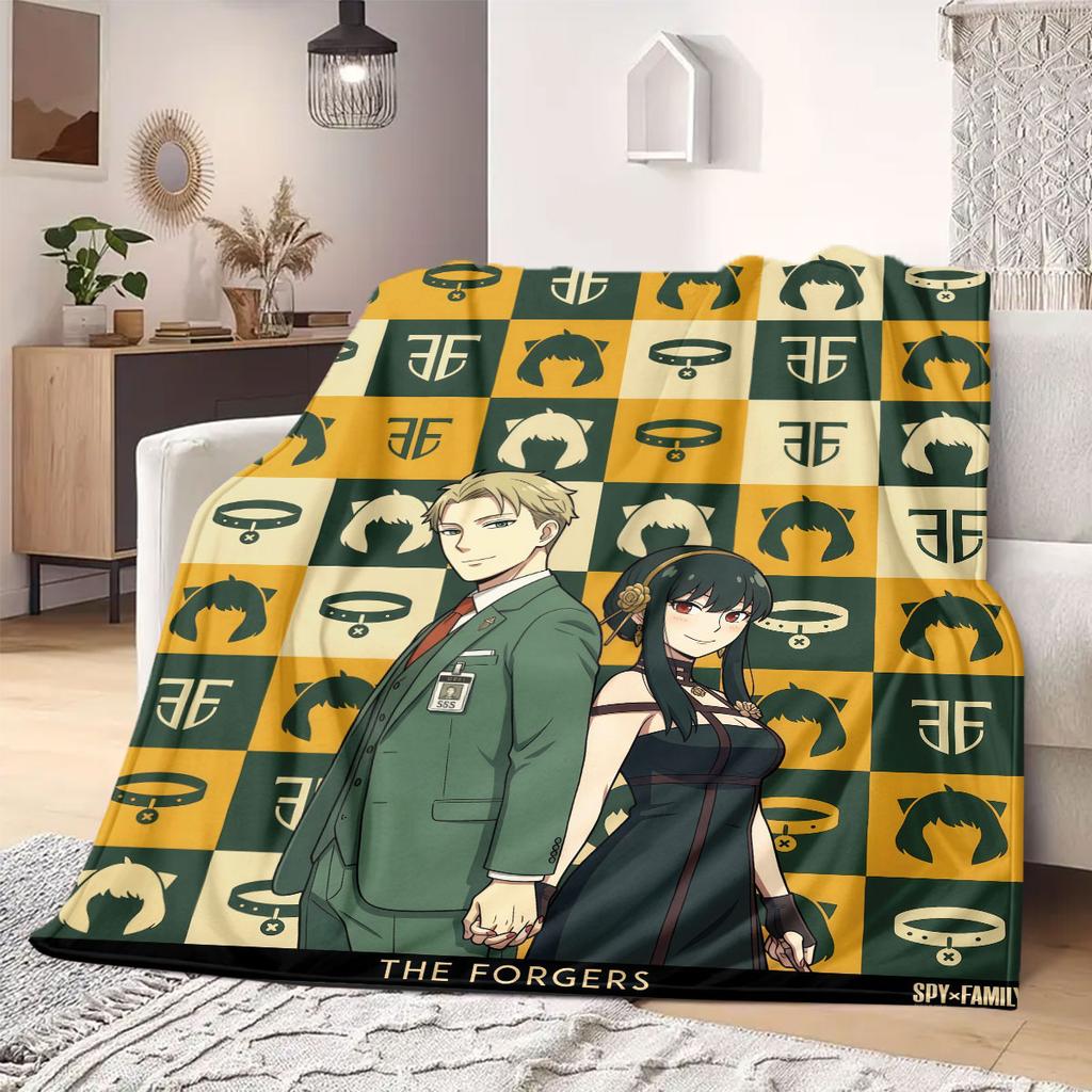 SpyxFamily Stilvolle 2D Cartoon Flanelldecke, Moderner Druck für Schlafzimmer, Bequeme Sofa-Reisedecke_LIAN