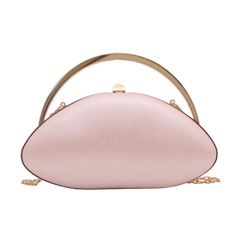 Designer Shell Shape Clutch Bag with Metallic Closure Chain Dinner Purse Women Evening Party Leather Shoulder Crossbody Handbags