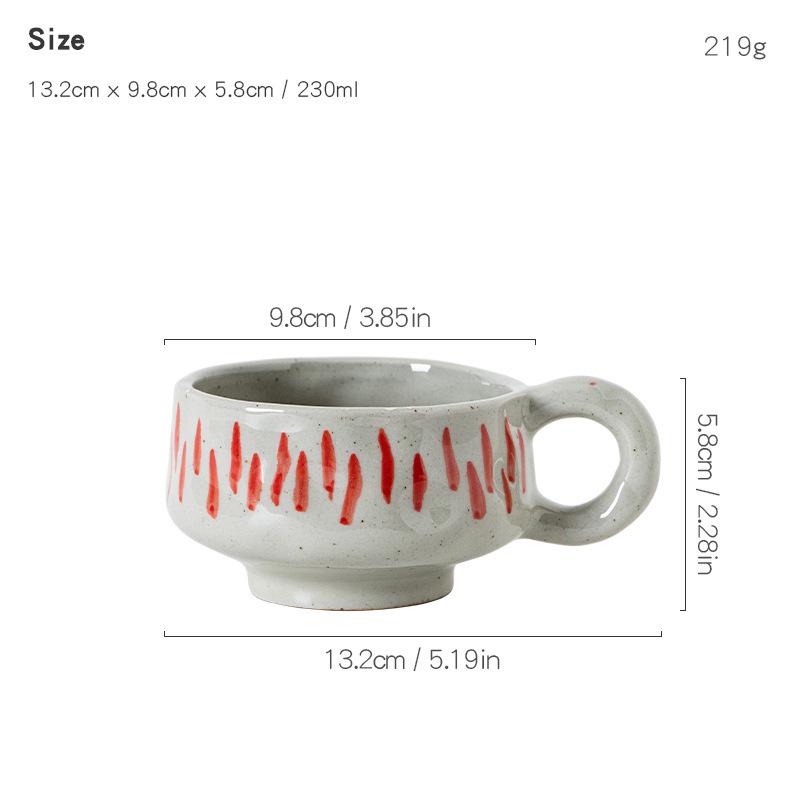 Handmade rough pottery coffee cup, high-end feel, Japanese retro handmade, Wabi Sabi style, ceramic cup 230ml