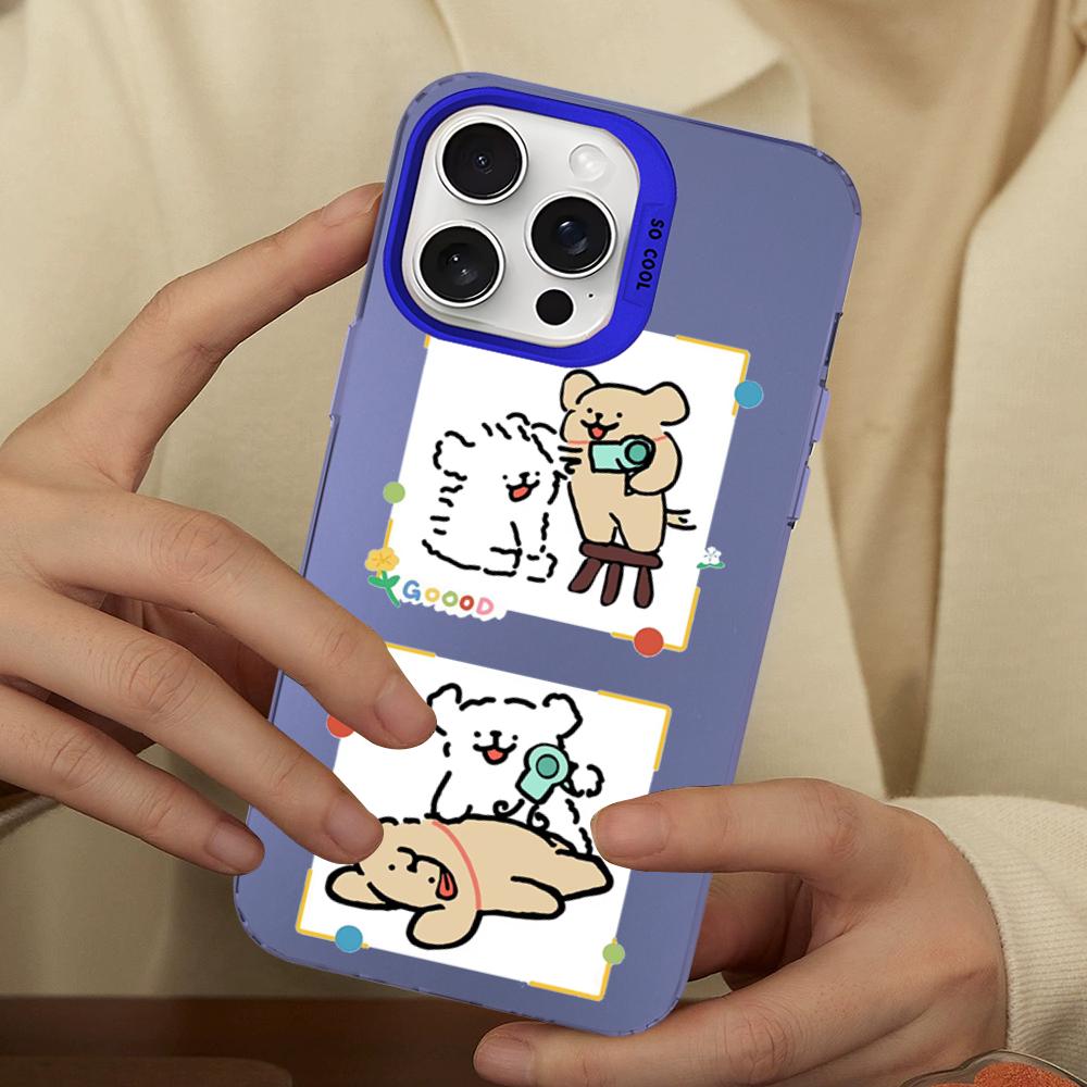 Cartoon Line Dog Phone Case For IPhone 16 15 14 13 12 11 Pro Max X XR XSMAX 8 7 Plus Matte Shockproof Back Cover