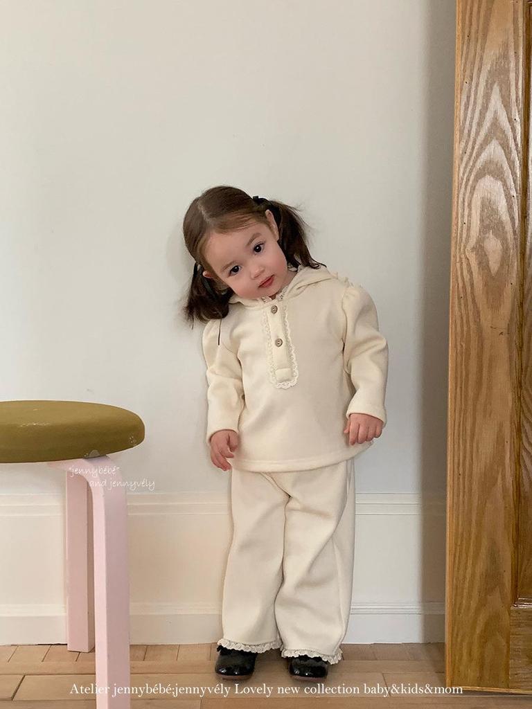 2026 Cute Elf Hat Hoodie & Fleece Warm Pants Set for Girls - Autumn/Winter