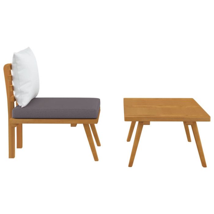 316267 vidaXL Salon de jardin 2 pcs avec coussins Bois d'acacia solide