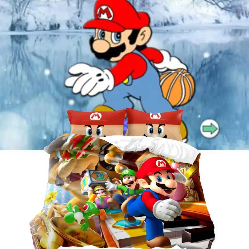 Cartoon Super Mario Single Panel Duvet Cover Set Bedding For Decor Bedroom