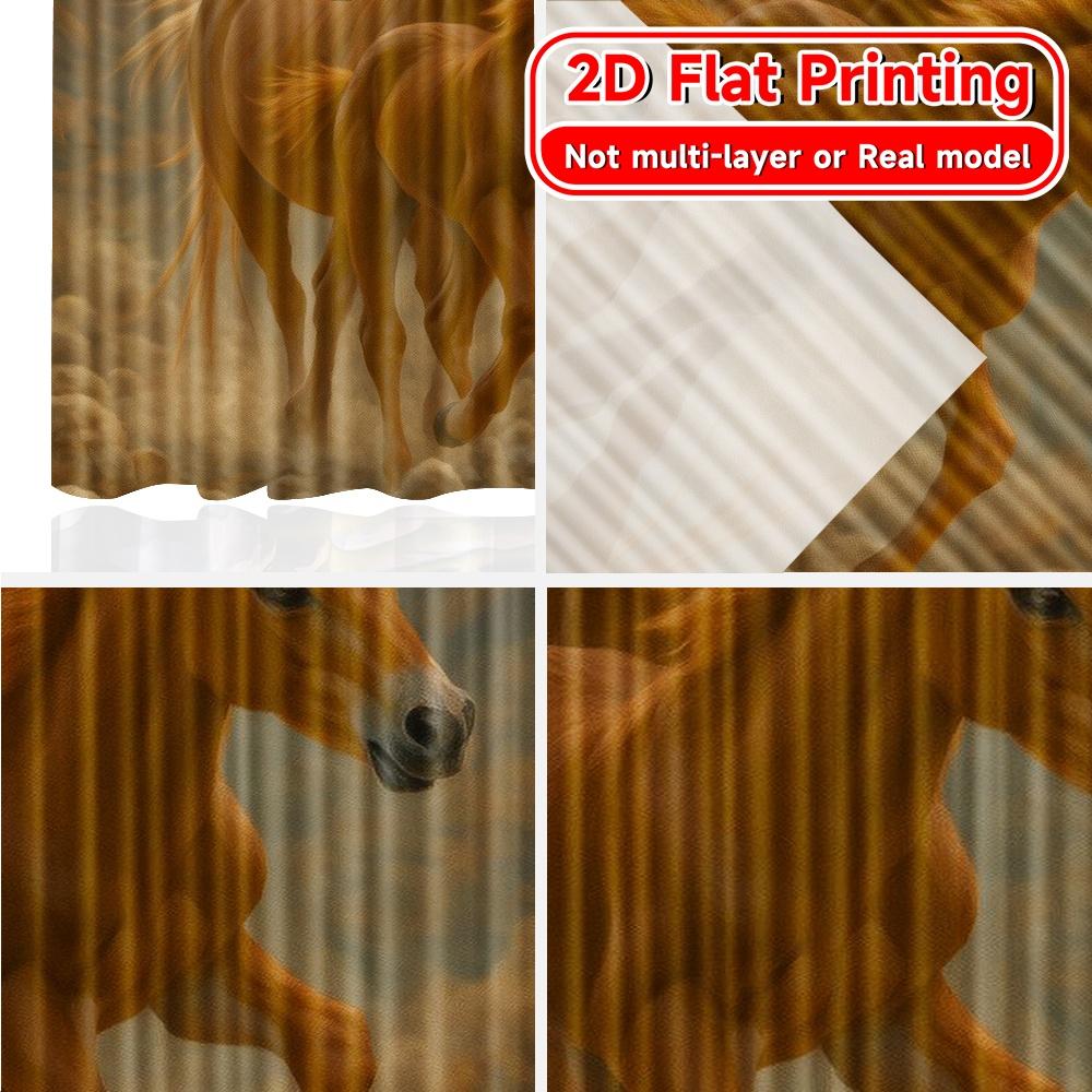 2D Flat Printing  2pcs Gallop Duo Print Popular Curtains Prints Light Filtering Curtains Festive for Grey   Semi-Transparent