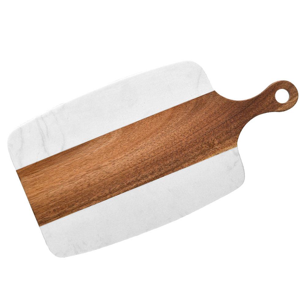 Multi-Functional Wooden Cutting Board with Marble Finish Strong Chopping Block for Daily Cooking Camping Portable Design