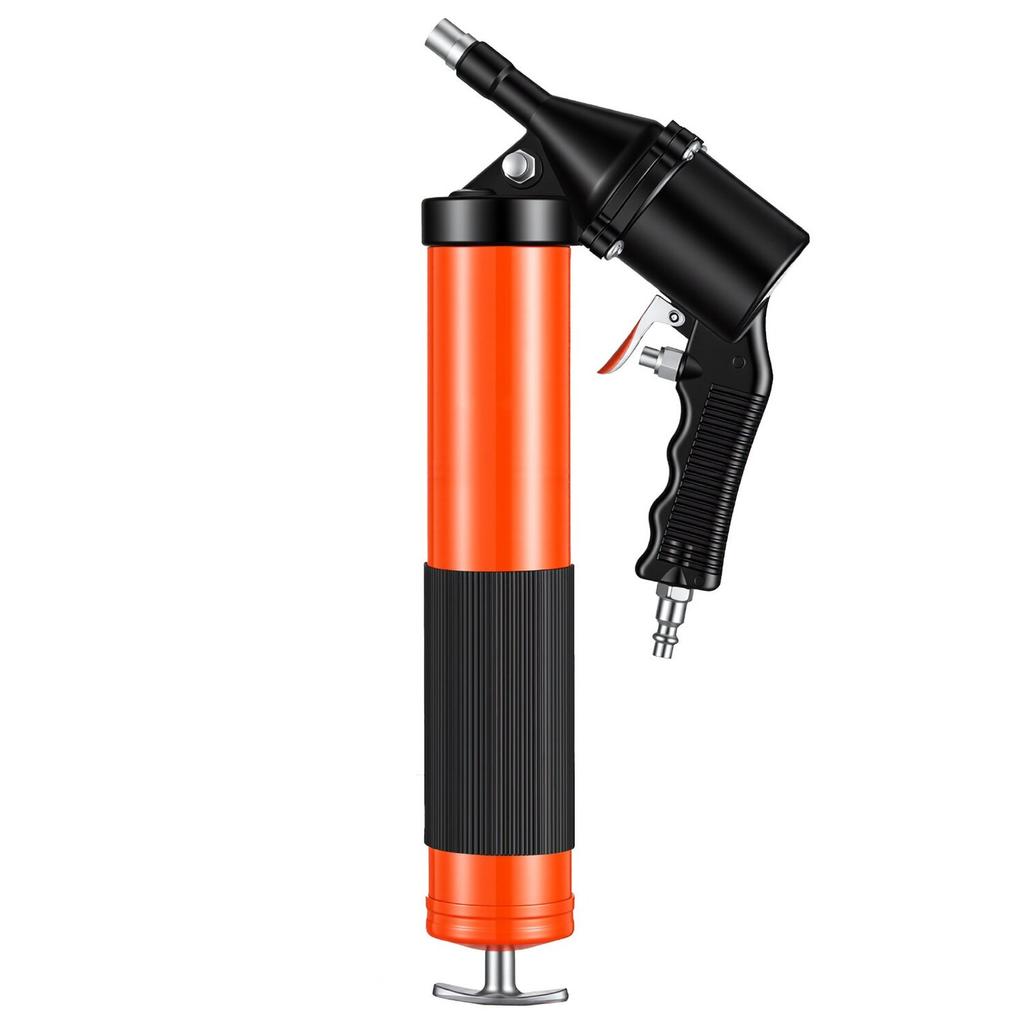 Grease Gun, 6000 PSI High Pressure, Heavy Duty Pistol Grip Grease Gun Kit with 0.4 L Capacity, Includes 45.7 Cm Flex Hose, 1 Extension Rigid Pipe and