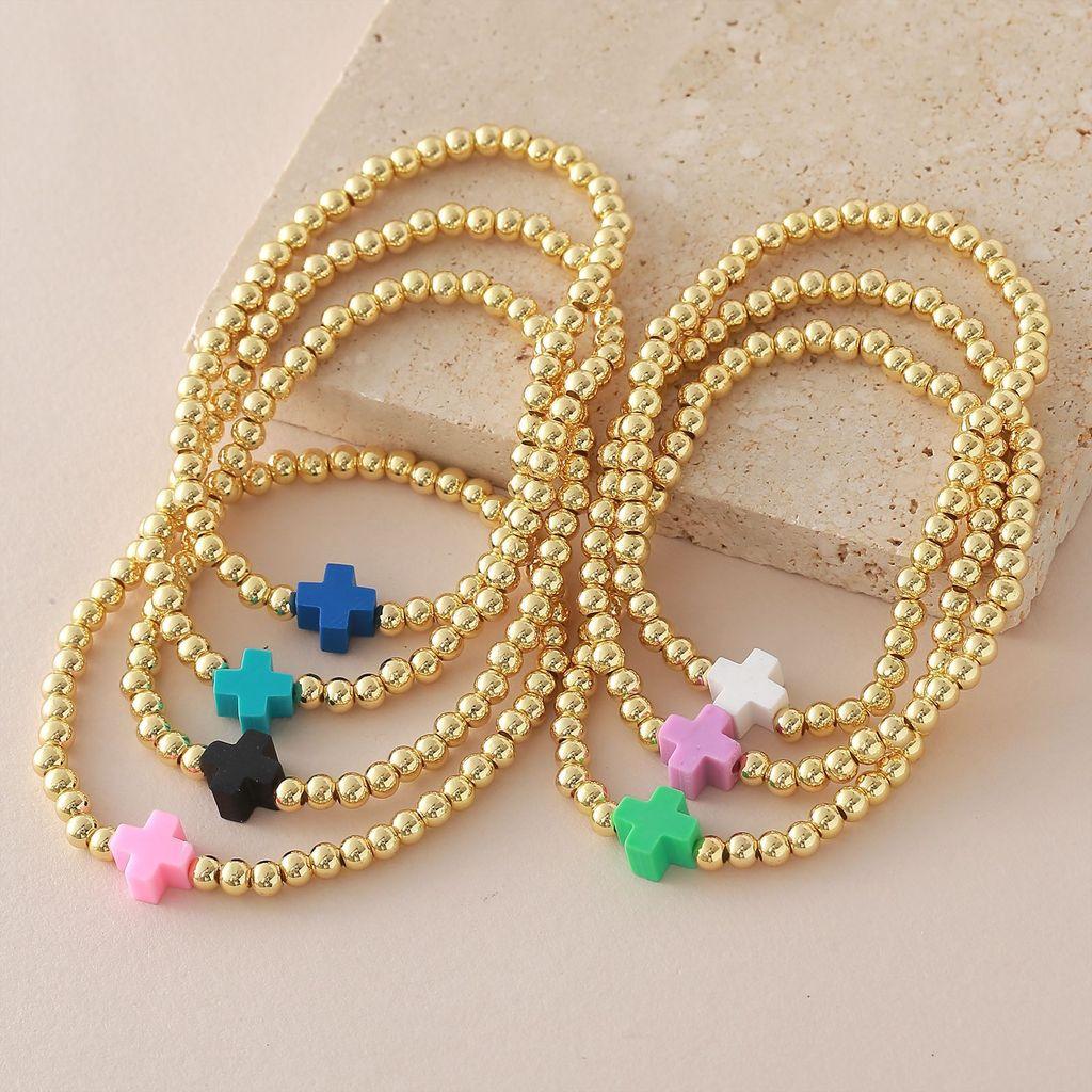 Cross Jewelry Set With Copper Bead Elastic Cord For Daily Wear And Gift Giving