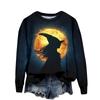 Women's Fashion Casual Long Sleeve Crewneck Sweatshirt with Halloween Print