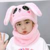 Double Fleece Kids Caps Plush Scarf Thicken Cap Winter Warm Neck Cap  Children