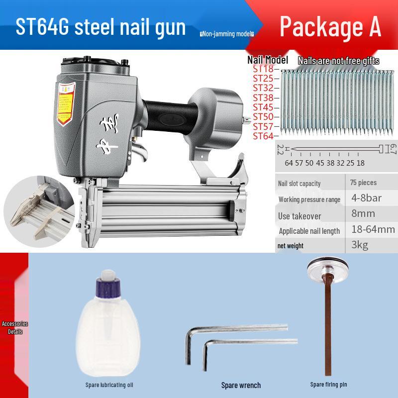Zhongjie Pneumatic Brad Nailer - No Jam Woodworking Nail & Staple Gun