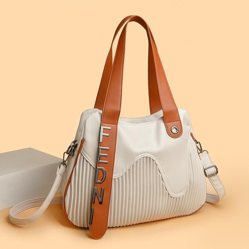 Hand-held Tote Large Bag, Simple Pleated Women's Single-shoulder Bag, Crossbody Bag