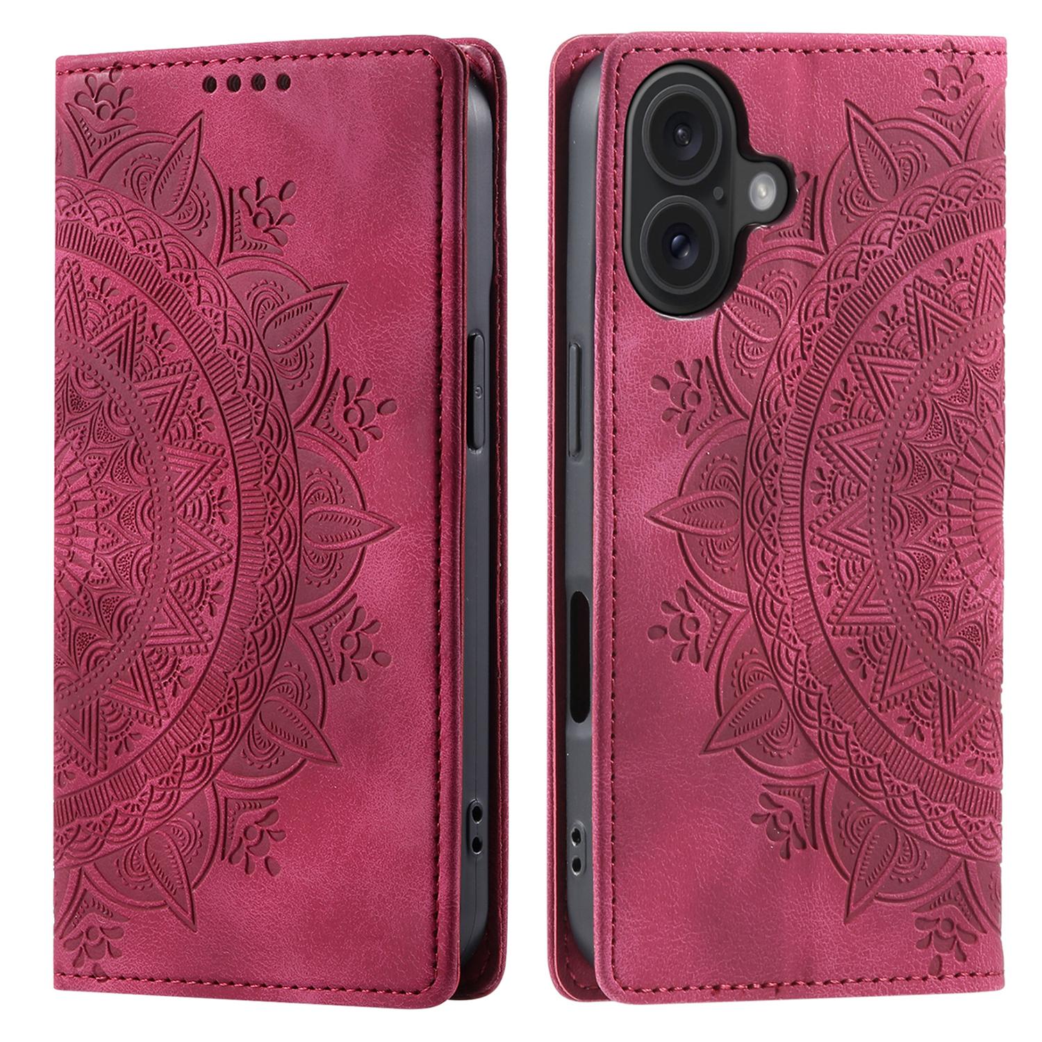 

For iPhone 17 Case Magnetic Closing Leather Phone Cover Pattern Imprinted Rose