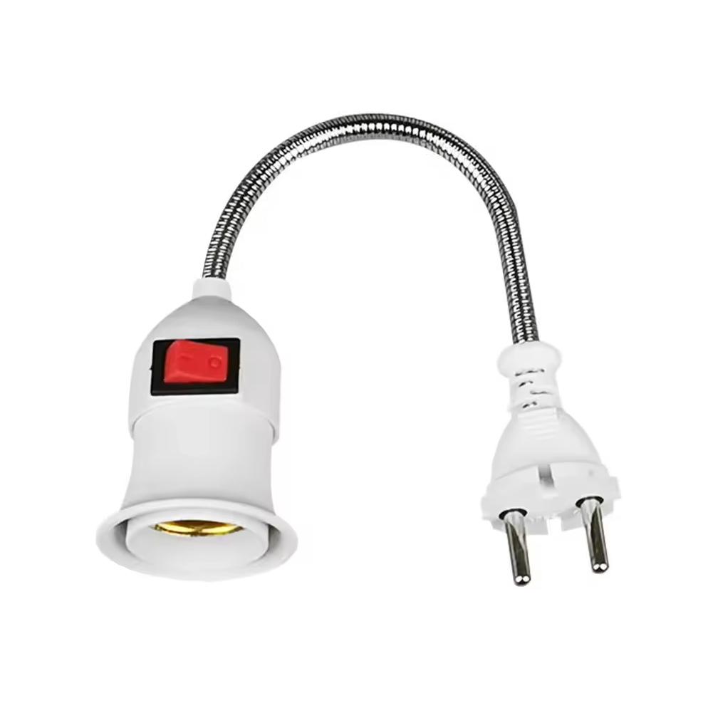 EU Plug E27 Lamp Base Wall Flexible Holder Light Socket Converter Bases On/Off Book light Adapter Led Base E27 EU Direct plug