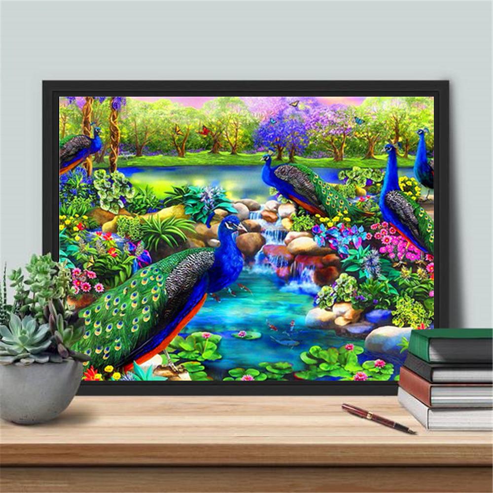 Diamantmaleri Påfugl Full Firkantet/rund Diamantbroderi Korssting Animal Home Decoration