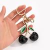 Glitter Cherry Bag Accessory Fashion Keychain Alloy Resin Texture Cherry Keyrings Suitable for Party and Casual Outfits