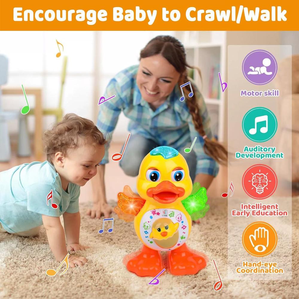 Anatra Ballerina Giocattolo Elettrica Anatra Danzante Interattiva Macchina Musicale Anatra Con Luci Lampeggianti Educazione Precoce Per Bambini