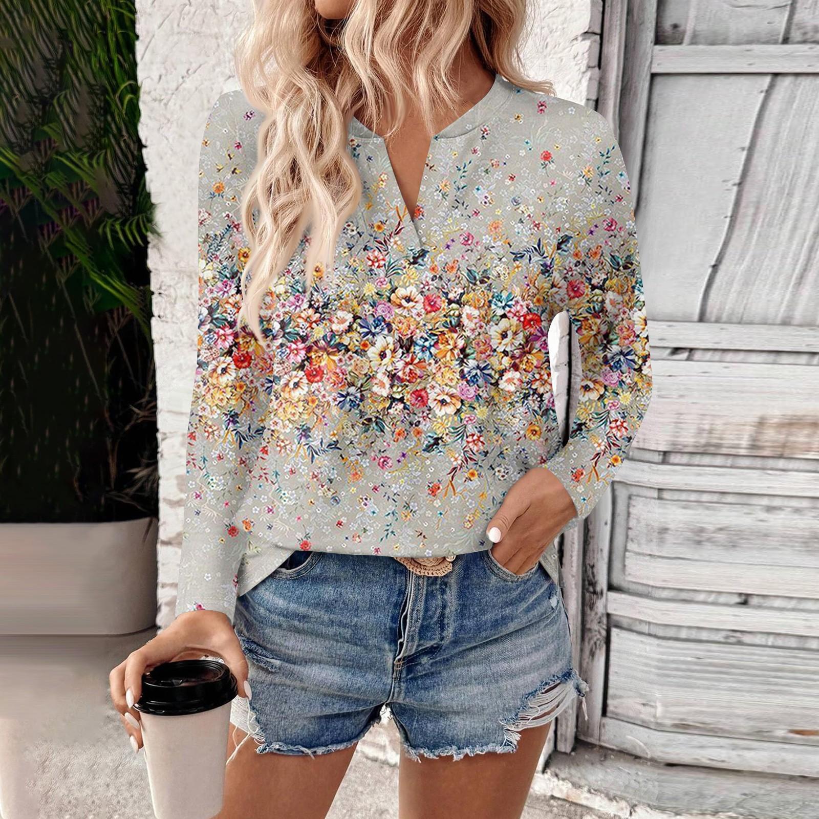 

Женская футболка с длинным рукавом и V-образным вырезом, повседневные осенние топы L