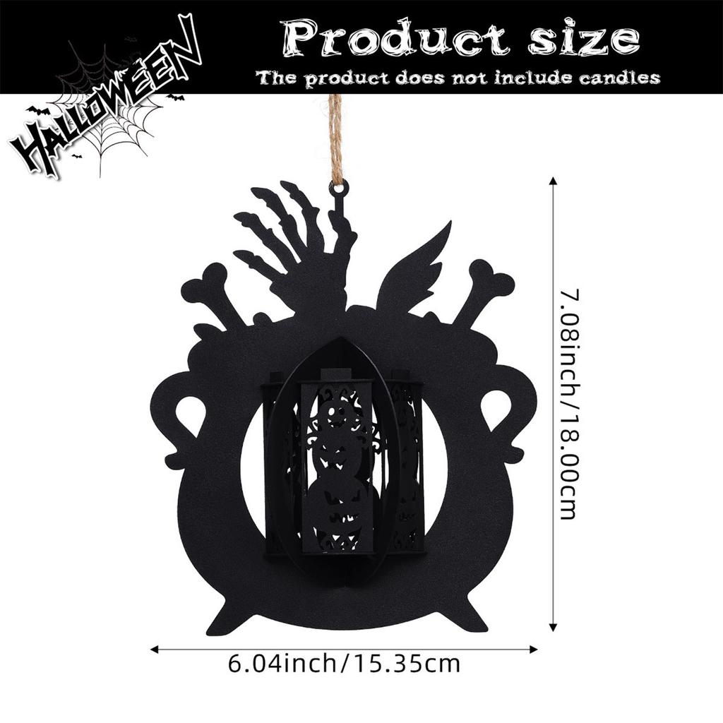 Halloween Metal Hollow Ghost Pumpkin Lantern Candle Holder Party Decor Hanging Lantern for Indoor Outdoor Display