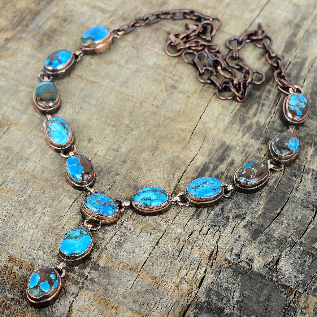 Tibetan turquoise necklace electroformed copper necklace adjustable chain necklace copper jewelry gemstone handmade necklace gifts for women