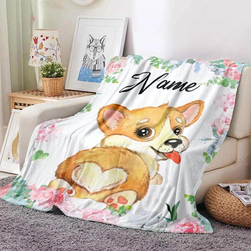 Personalized Name Blanket Cartoon Animal Exclusive Print Name Flannel Blanket Fun Gift Blanket