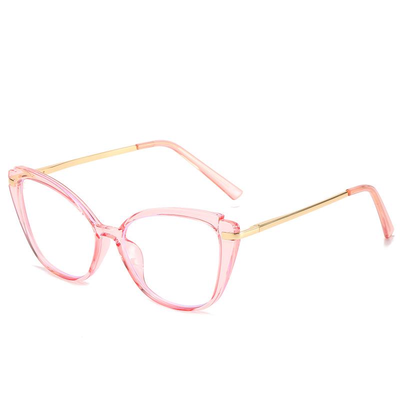 Cat Eye Flat Glasses Women'S Tr90 Spring Leg Metal Glasses Frame Anti-Blue Light Glasses