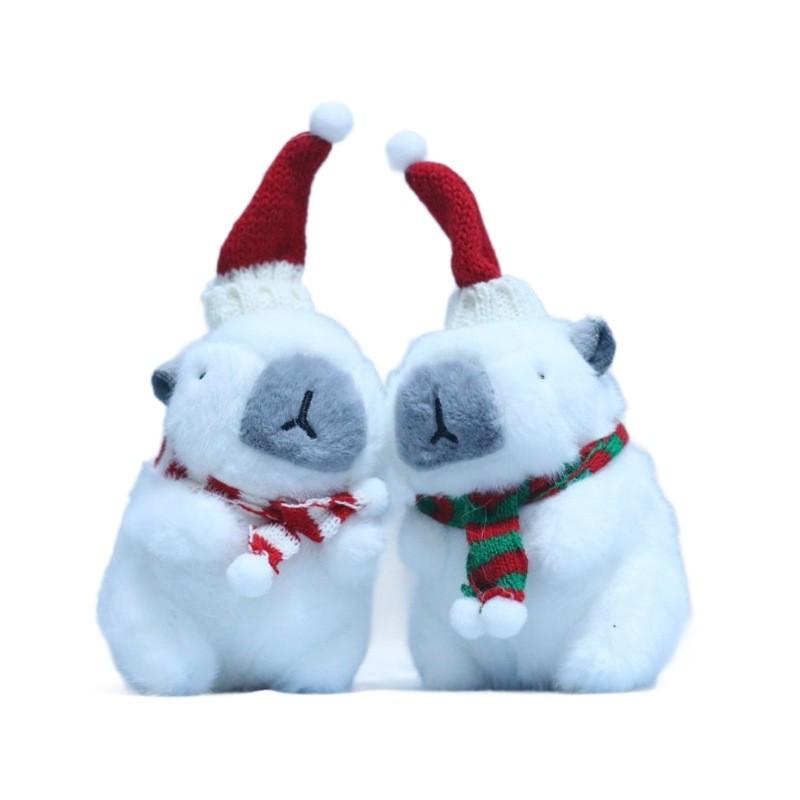 Adorable Cute Christmas Capybara Plush Keychain Soft Toy Doll For Bags And Accessories