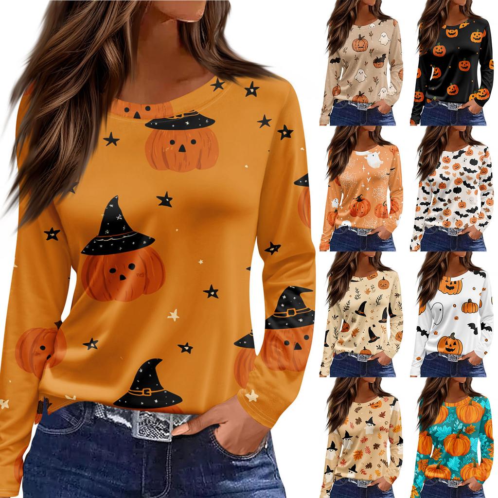 Women's Daily Casual Long-sleeved Printed O-neck Top