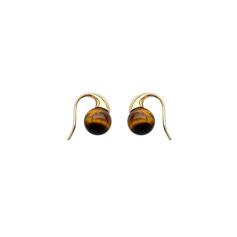 Retro Murad Caramel Tiger's Eye Stone Ear Hooks Female Lightweight Wind Earrings Niche Design Earrings Affordable Dainty Earrings Daily Wear