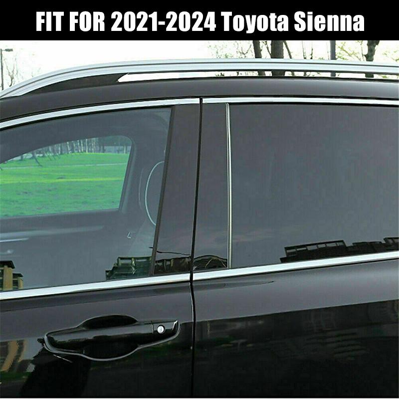 6Pcs Car Door Window Column BC Pillar Post Cover Trim PC Material Sticker For Toyota Sienna 2021-2025 Auto Stickers Parts